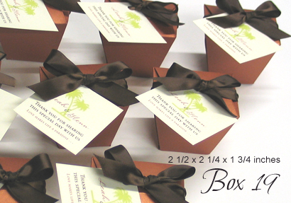 Favour Box Box19: Copper Pearl, Brown Ribbon - This is like a Chinese takeout box style box.  Great for holding edible treats.