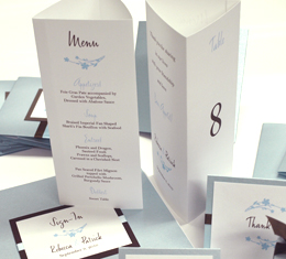 Add a elegant and personal touch to your wedding using any of our stationery inlcuding our custom menus, announcements, save the dates, church programs, table numbers, thank you cards, favour tags and boxes and make a great impression on your guests and bridal party.  we can cater to various cultures with our ability to print in various languages including English, Chinese, Italian, Portuguese, Greek, French, Spanish, Hebrew, Korean, German, Dutch and the list goes on.