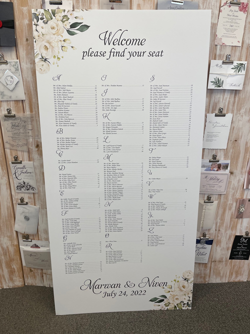 Other Accessory SeatingChart4:  - Larger oversized seating chart for larger sized weddings.