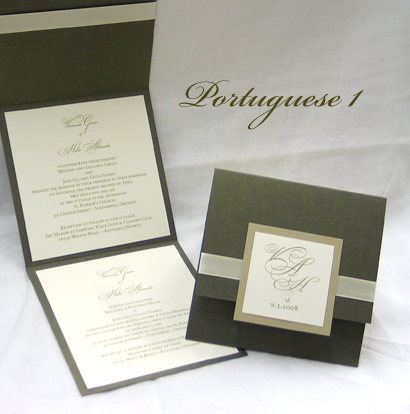Invitation Portuguese1 Sage Pearl Gold Pearl Cream Smooth Bickham Script 