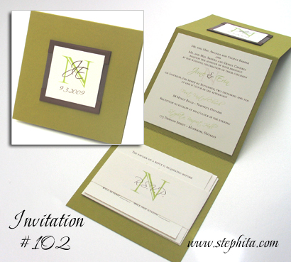 Invitation 102: Citron, N/A, Cream Smooth, Brown Ribbon