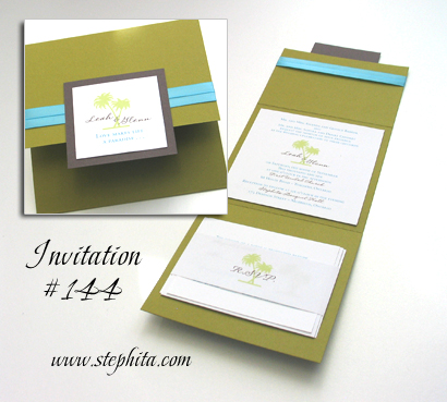 Invitation 144: Citron, N/A, White Smooth, Turquoise Ribbon