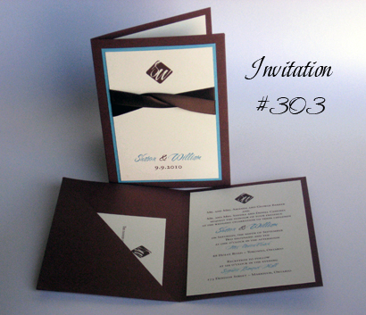 Invitation 303 Brown Pearl Turquoise Pearl Cherish Sabon Roman Brown 