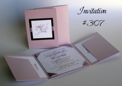 Invitation 307: Lilac Pearl, Chocolate Smooth, Canette, Sabon Roman, Lavender Ribbon