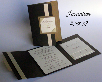 Invitation 309: Sage Pearl, Gold Pearl, Scriptina, Gabrielle, Cream Ribbon