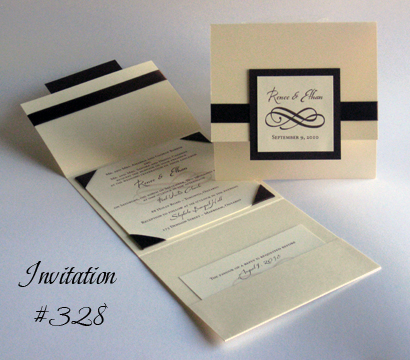 ivory wedding invitations with black