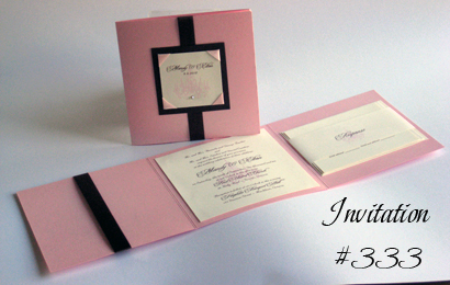 Invitation 333: Pink Pearl, Chocolate Linen, Cream Smooth, Portofolio, Nuncio, Pink Ribbon, Brown Ribbon