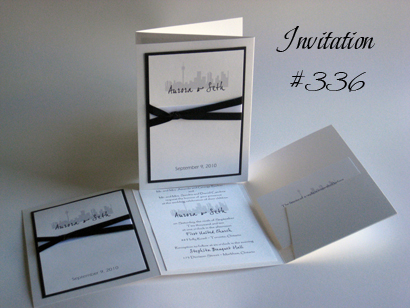 Invitation 336: White Pearl, Black Linen, White Smooth, Joe Hand 2, Papyrus, White Ribbon, Black Ribbon