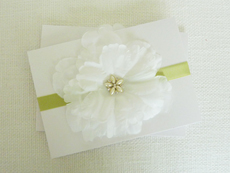 Invitation 912: Ice Pearl, White Smooth, The Nauti Gal, Adobe Jenson Pro Light, Honeydew Ribbon, Brooch/Buckle B