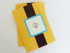 Invitation 933: Mango Pearl, Turquoise Pearl, Cream Smooth, CAC Champagne, Ambient, Brown Ribbon
