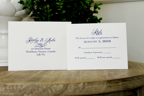 Invitation 1522: Navy Pearl, Marine Blue, Cream Smooth, Royal Blue Ribbon - This 5x7 pocktfold invite opens to be very long with the invite wording in the middle and pocket at the bottom.
