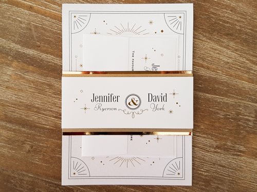 Invitation 1725: Ice Pearl, Ice Pearl - Single card style wedding card with a double layered belly band.