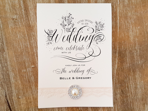 Wedding Invitation 1761: Ivory Pearl, Ivory Pearl, Cream - Thin Lace, Brooch/Buckle G