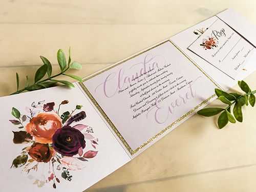 Wedding Invitation 2220: Orchid Pearl, Champagne Glitter