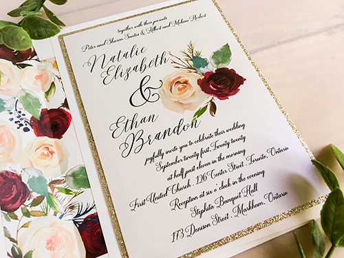 Wedding Invitation 2285: Iridescent Pearl, Champagne Glitter