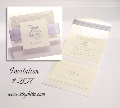 Invitation 207: Antique Pearl, Silver Metallic Chiyo, Cream Smooth, Silver Ribbon