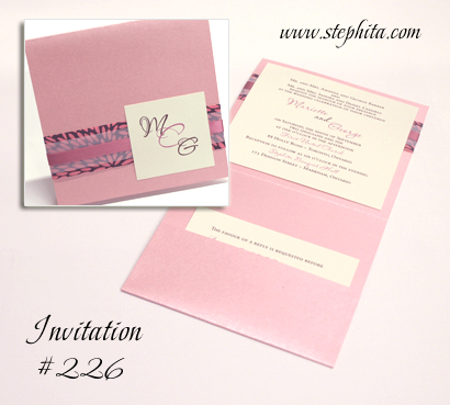 Invitation 226: Pink Pearl, Retro Pink & Brown, Cream Smooth, Dusty Rose Ribbon