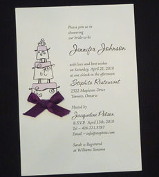 Invitation S14: White Smooth, Purple Ribbon