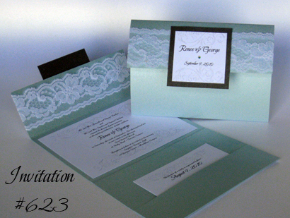 Invitation 623: Blue Aspire Pearl, Charcoal Pearl, White Smooth, Beau Rivage, Nuncio