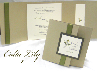 Invitation CallaLily1 Gold Pearl Sage Pearl Cream Smooth Zaphino One 