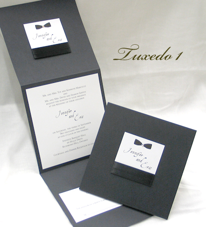 Invitation Tuxedo1 Black Linen White Smooth Aqualine Sabon Roman Black