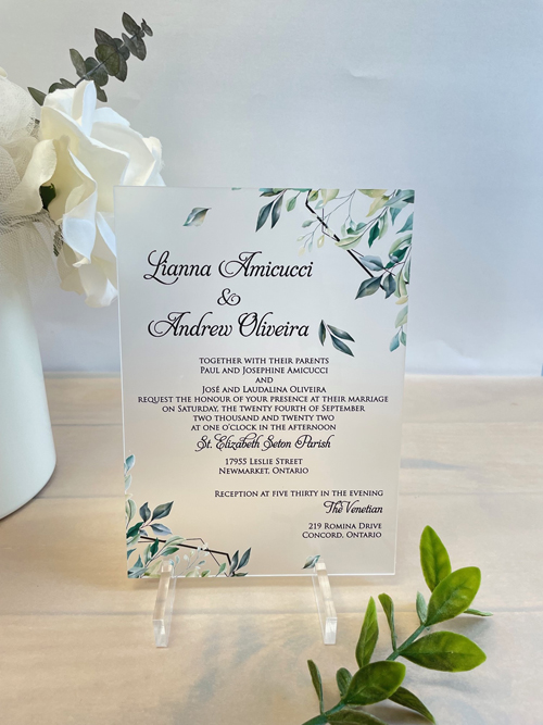 Sample Image of Acrylic Frosted Wedding Invite 005