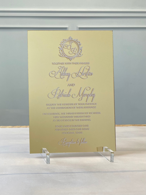 Sample Image of Acrylic Mirror Wedding Invite 001