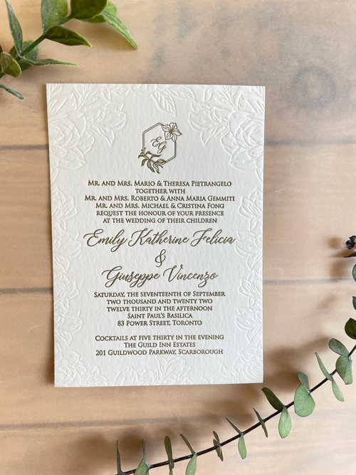 Sample Image of M Letterpress Wedding Invite 006