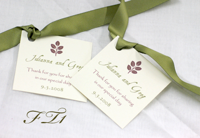 Favour Tag FT1: Cream Smooth - Favour Tags for gifts given to guests attending the wedding.