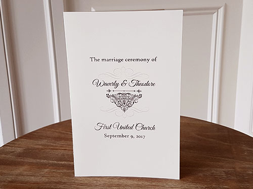 Ceremony Program CP6: Cream Smooth - Ceremony Program printed directly on a larger folded cream or white smooth card stock.