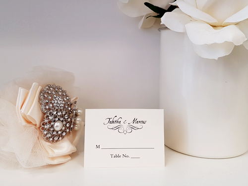 Placecard PC6: Cream Smooth - Simple placecard printed directly on a white or cream cardstock.