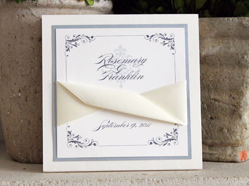 Invitation 926: White Gold, Chalice Silver Pearl, Cream Smooth, Cream Ribbon