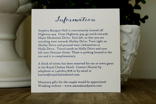 Invitation 1549: This invite uses a unique paper coloured call cobalt pearl.  It is a blue and purple toned paper with gold metallic finish.  We also used a combination of navy and lilac ribbon tied in a knot on the side.
