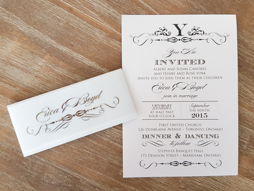 Invitation 1699: Ice Pearl, Ice Pearl - This is a single card wedding invitation printed on the ice pearl paper with a vellum belly band.