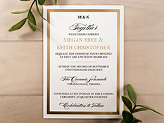 Invitation 2253:  - A foil print wedding invitation in a 5x7 single card style.