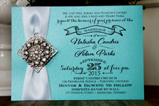 Invitation 1313: Tiffany Pearl, White Ribbon, Brooch/Buckle X, Metal Filigree F5 - Silver