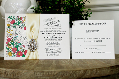 Invitation 1335: Cream Smooth, Buttermilk Ribbon, Brooch/Buckle A17