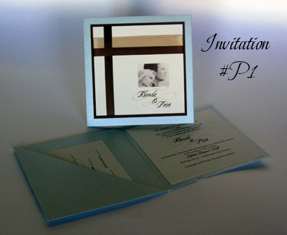 Invitation P1: Tiffany Pearl, Chocolate Smooth, Cream Smooth, Champagne Ribbon, Brown Ribbon