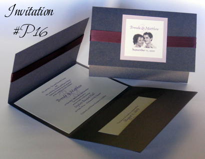 Invitation P16: Colbalt Pearl, Lilac Pearl, Eggplant Ribbon