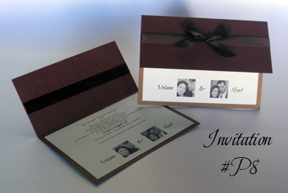 Invitation P8: Brown Pearl, Cream Smooth, Brown Ribbon