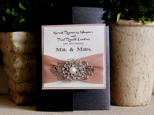 Invitation 1215: Black Pearl, Blush Pearl