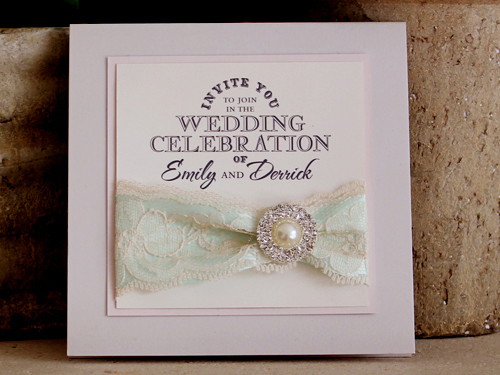 Invitation 1219: Iridescent Pearl, Petal Pink