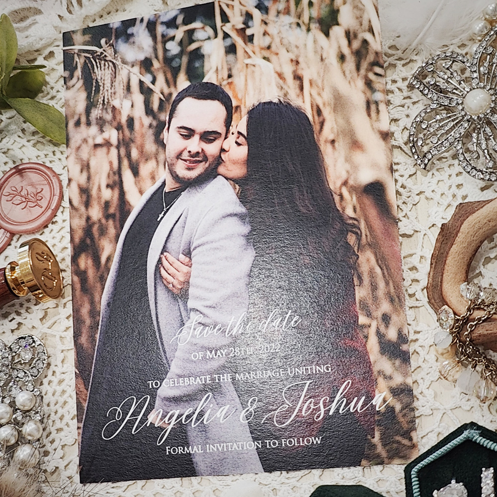 Invitation 8302:  - photo save the date on Matte white