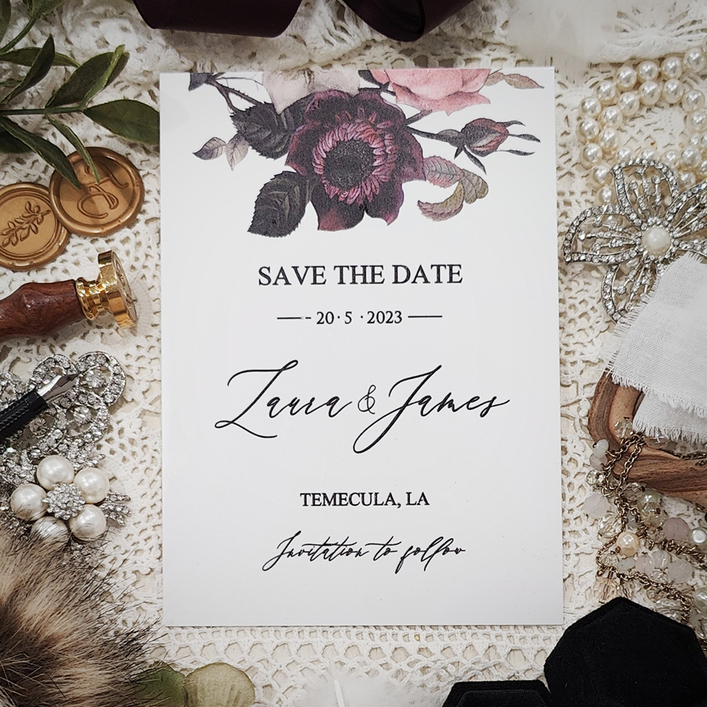 Invitation 8307:  - white acrylic save the date