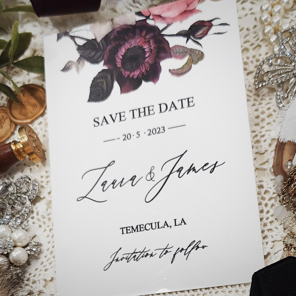 Invitation 8307:  - white acrylic save the date