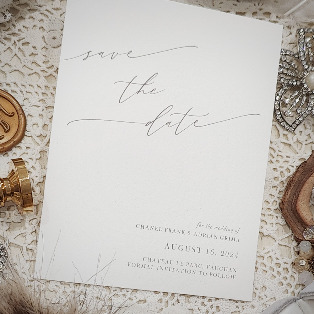 Invitation 8315:  - modern save the date on Matte white paper