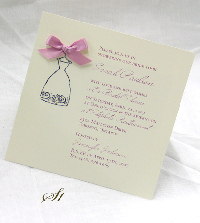 Invitation S1: Cream Smooth, Mauve Ribbon