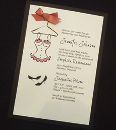 Invitation S15: Black Linen, White Smooth, Mauve Ribbon