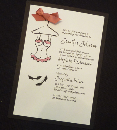 Invitation S15: Black Linen, White Smooth, Mauve Ribbon