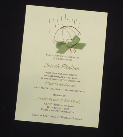 Invitation S17: Cream Smooth, Sage Ribbon